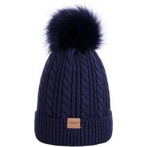 Kids Winter Beanie Children's Warm Fleece Lined Knit Thick Ski Cap with Pom